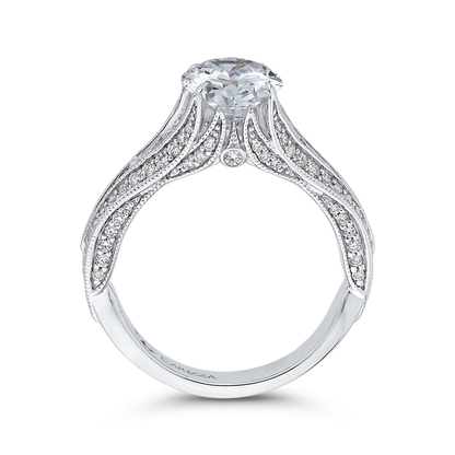 Split Shank Oval Cut Diamond Engagement Ring in 14K White Gold (Semi-Mount)