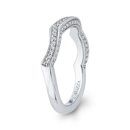 Round Diamond Half-Eternity Wedding Band in 14K White Gold