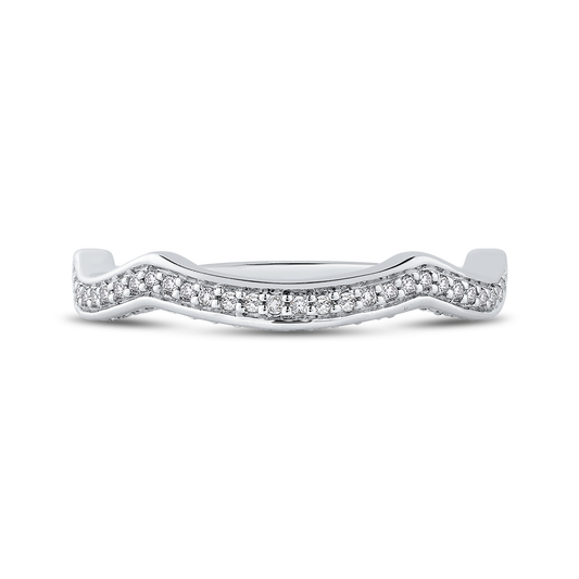 Round Diamond Half-Eternity Wedding Band in 14K White Gold
