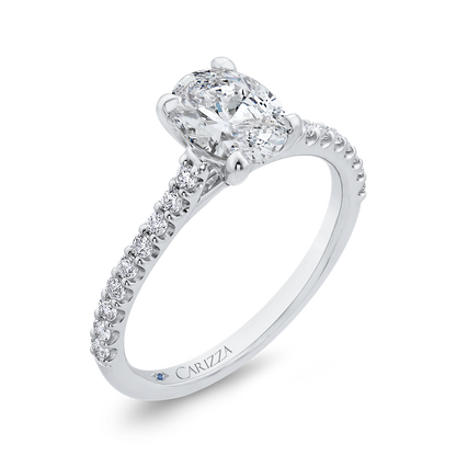 Oval Cut Diamond Classic Engagement Ring in 14K White Gold (Semi-Mount)