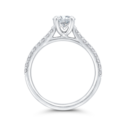 Oval Cut Diamond Classic Engagement Ring in 14K White Gold (Semi-Mount)