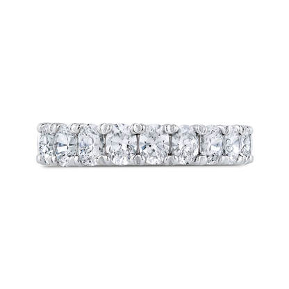 Oval Cut Diamond Half-Eternity Wedding Band in 14K White Gold