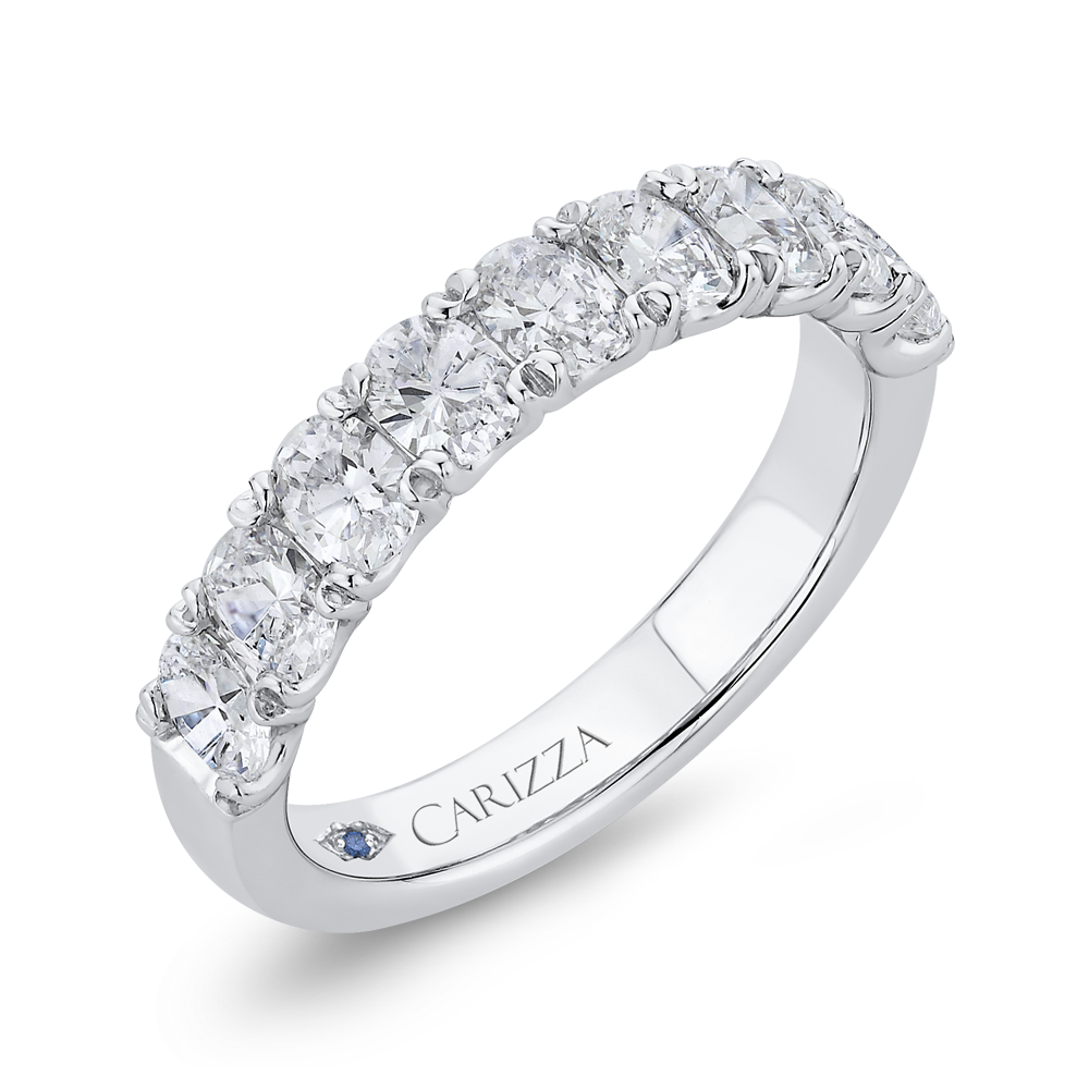 Oval Cut Diamond Half-Eternity Wedding Band in 14K White Gold