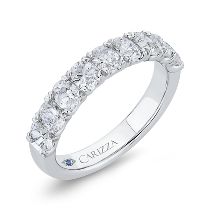 Oval Cut Diamond Half-Eternity Wedding Band in 14K White Gold