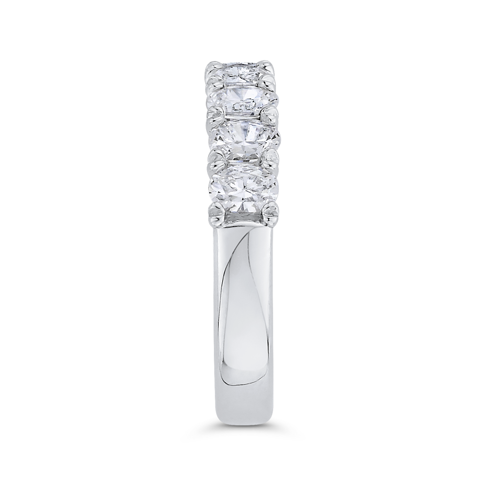 Oval Cut Diamond Half-Eternity Wedding Band in 14K White Gold