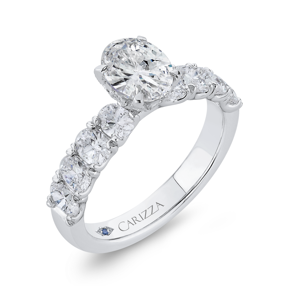 Oval Cut Diamond Engagement Ring in 14K White Gold (Semi-Mount)