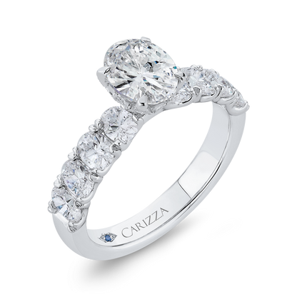 Oval Cut Diamond Engagement Ring in 14K White Gold (Semi-Mount)