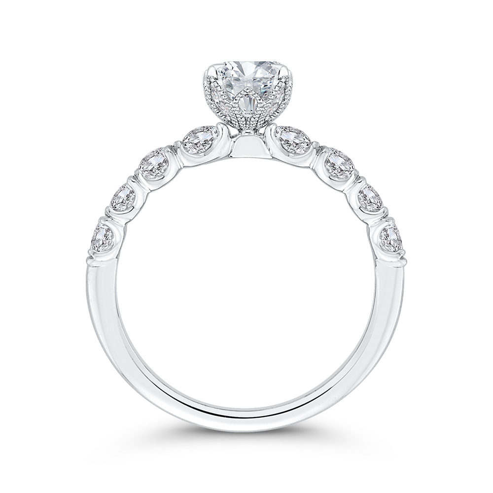 Oval Cut Diamond Engagement Ring in 14K White Gold (Semi-Mount)