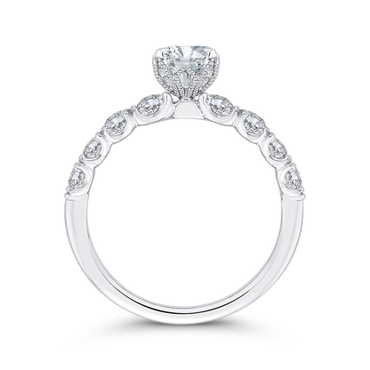 Oval Cut Diamond Engagement Ring in 14K White Gold (Semi-Mount)