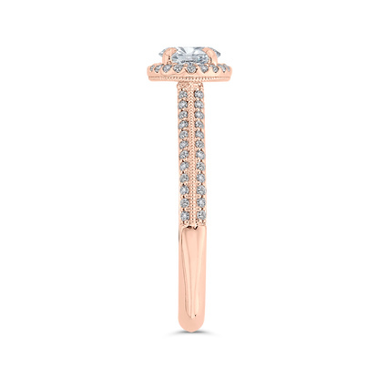 Euro Shank Oval Cut Diamond Halo Engagement Ring in 14K Rose Gold (Semi-Mount)