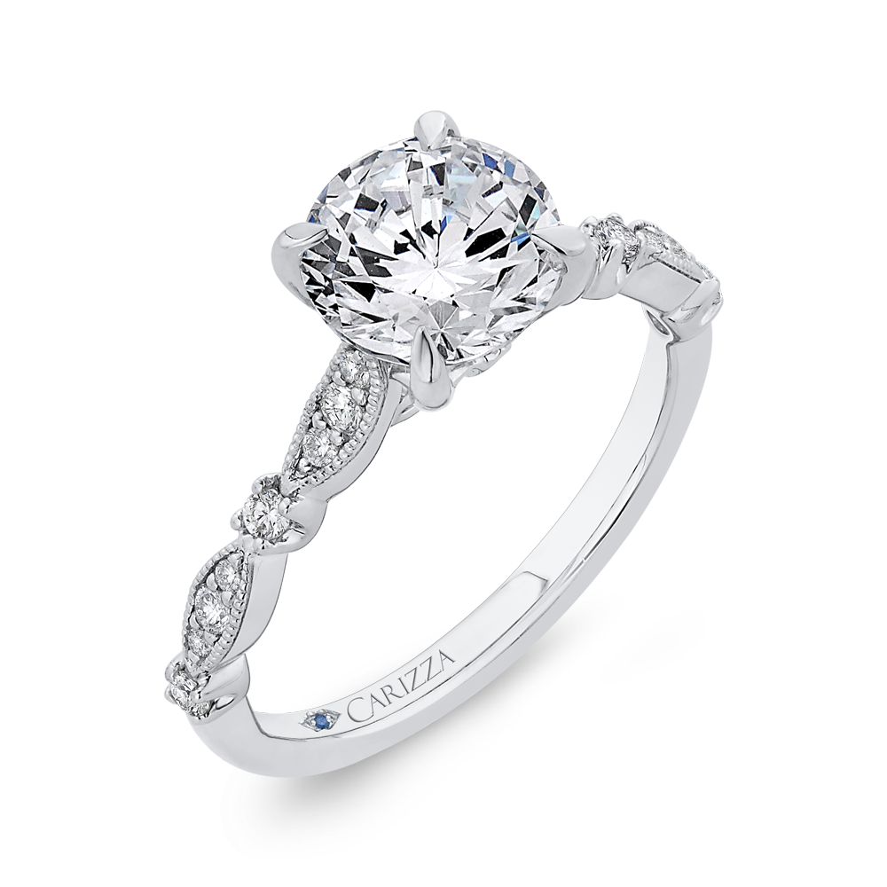 Round Diamond Engagement Ring in 14K White Gold (Semi-Mount)