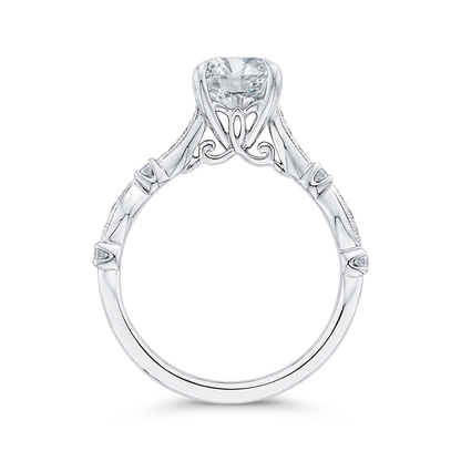 Round Diamond Engagement Ring in 14K White Gold (Semi-Mount)