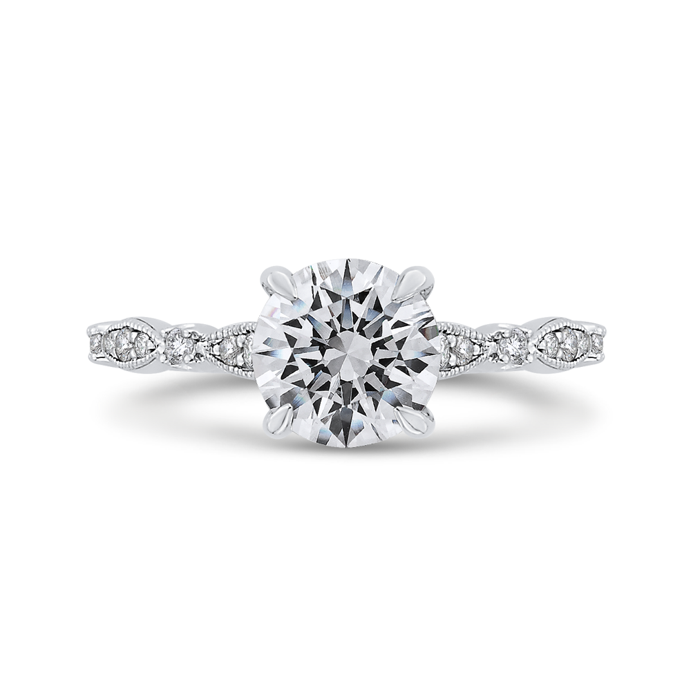 Round Diamond Engagement Ring in 14K White Gold (Semi-Mount)