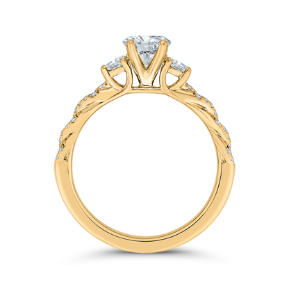 14K Yellow Gold Diamond Engagement Ring (Semi-Mount)