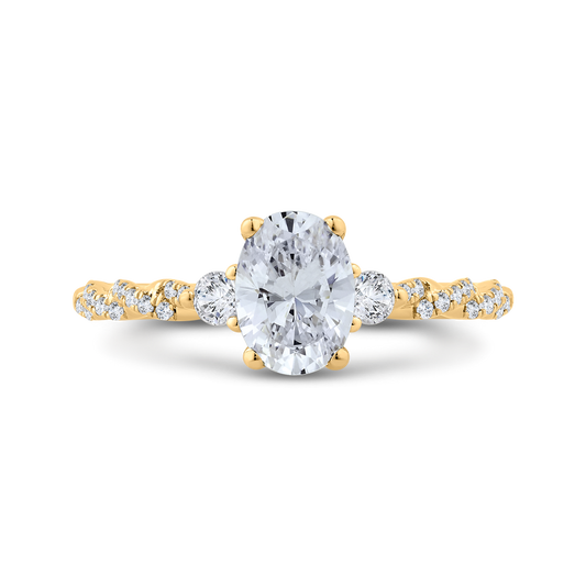14K Yellow Gold Diamond Engagement Ring (Semi-Mount)