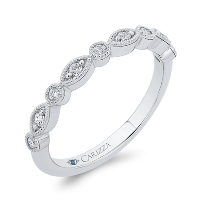 Round Half Run Diamond Wedding Band in 14K White Gold