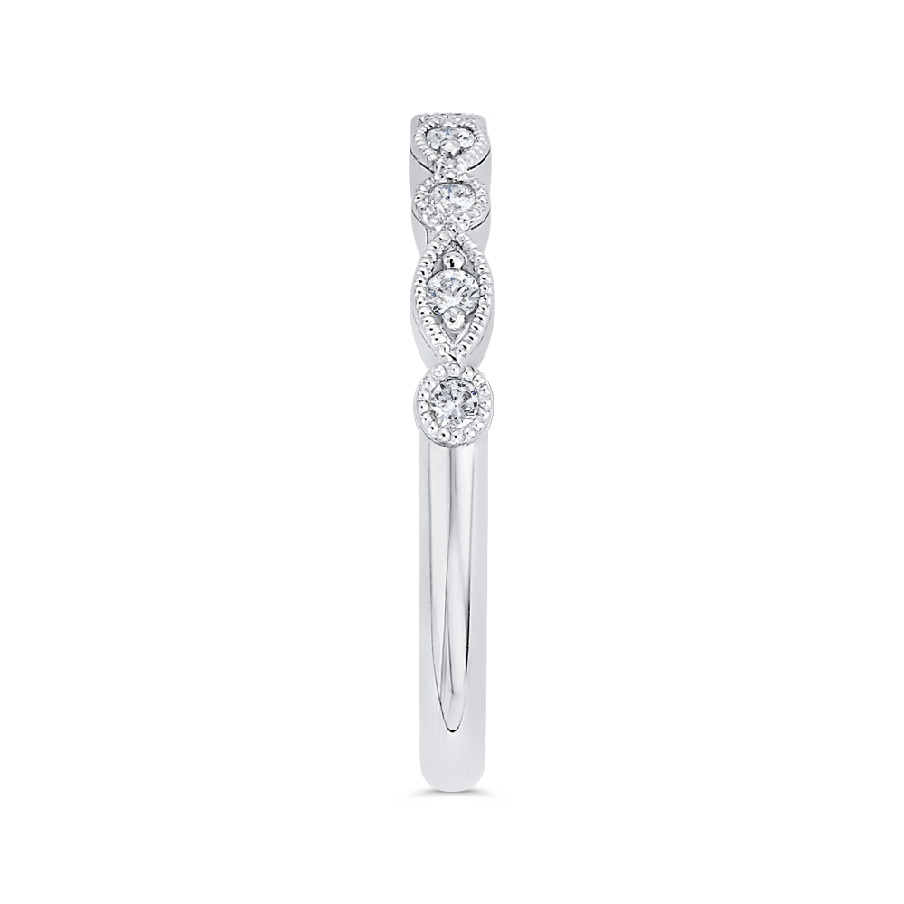 Round Half Run Diamond Wedding Band in 14K White Gold