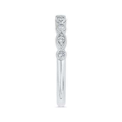 Round Half Run Diamond Wedding Band in 14K White Gold
