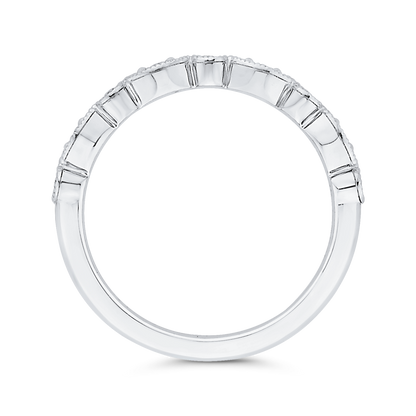 Round Half Run Diamond Wedding Band in 14K White Gold