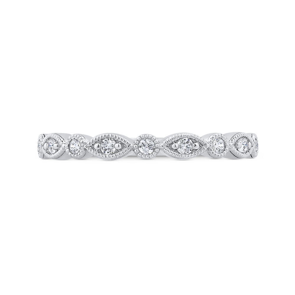 Round Half Run Diamond Wedding Band in 14K White Gold