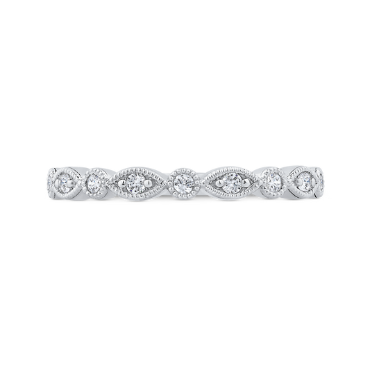 Round Half Run Diamond Wedding Band in 14K White Gold