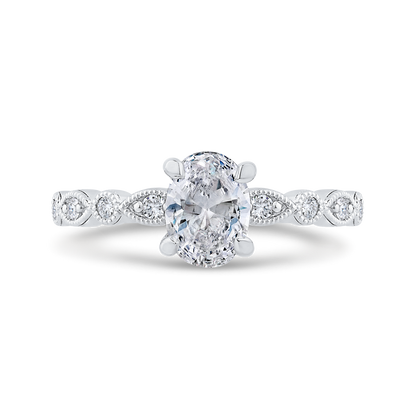 14K White Gold Diamond Engagement Ring (Semi-Mount)