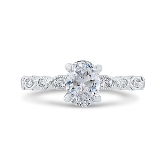 14K White Gold Diamond Engagement Ring (Semi-Mount)