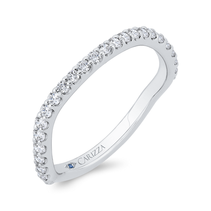 3/4 Run Round Diamond Wedding Band in 14K White Gold