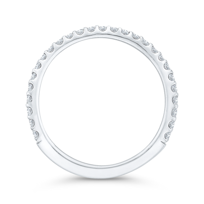 3/4 Run Round Diamond Wedding Band in 14K White Gold