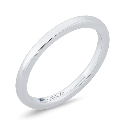 Plain Wedding Band with Milgrain 14K White Gold