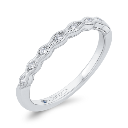 Diamond Wedding Band with Milgrain 14K White Gold