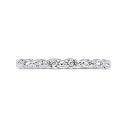 Diamond Wedding Band with Milgrain 14K White Gold