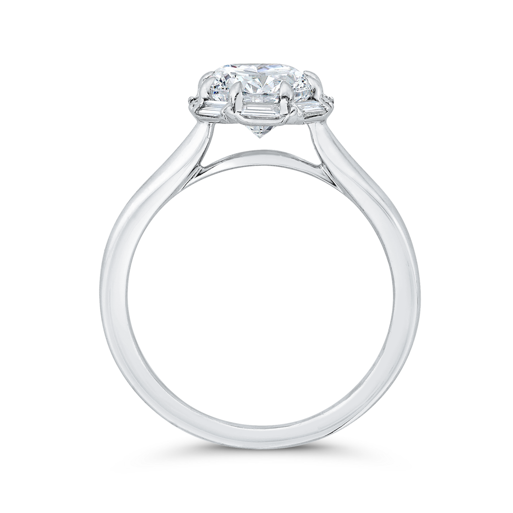 Oval Cut Diamond Halo Engagement Ring in 14K White Gold (Semi-Mount)