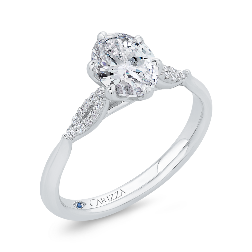 Oval Cut Diamond Engagement Ring in 14K White Gold (Semi-Mount)