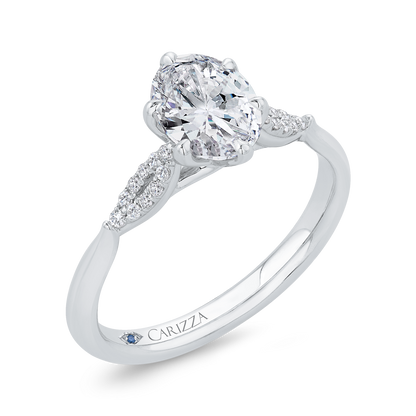 Oval Cut Diamond Engagement Ring in 14K White Gold (Semi-Mount)