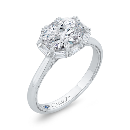 Oval Cut Diamond Cathedral Engagement Ring in 14K White Gold (Semi-Mount)
