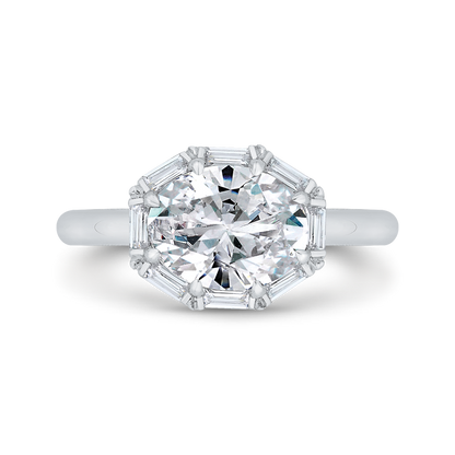 Oval Cut Diamond Cathedral Engagement Ring in 14K White Gold (Semi-Mount)