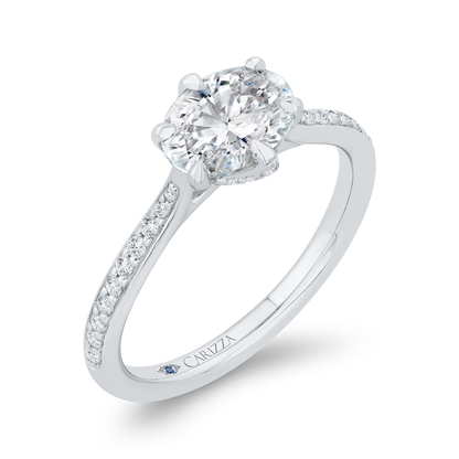 Oval Cut Diamond Engagement Ring in 14K White Gold (Semi-Mount)