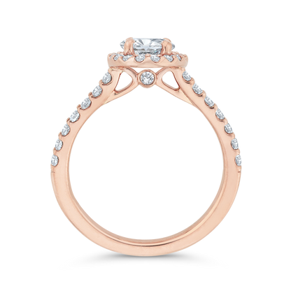 Oval Cut Diamond Halo Engagement Ring in 14K Rose Gold (Semi-Mount)