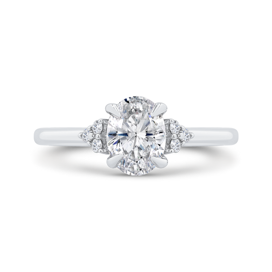 14K Two Tone Gold Three Stone Plus Round Diamond Engagement Ring