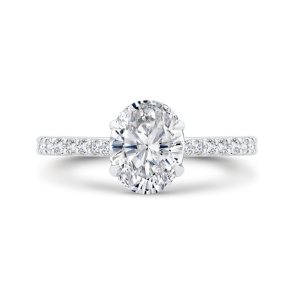 14K White Gold Oval Diamond Engagement Ring (Semi-Mount)