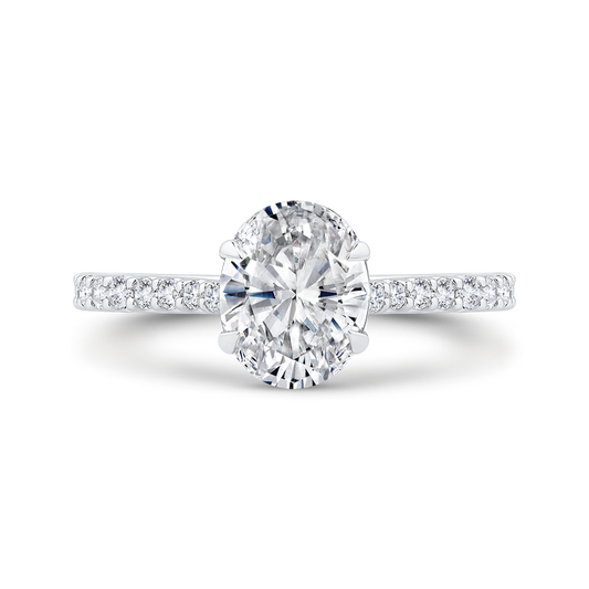 14K White Gold Oval Diamond Engagement Ring (Semi-Mount)