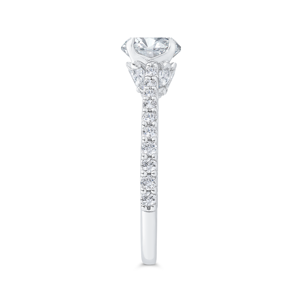 14K White Gold Oval Diamond Engagement Ring (Semi-Mount)