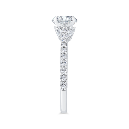 14K White Gold Oval Diamond Engagement Ring (Semi-Mount)