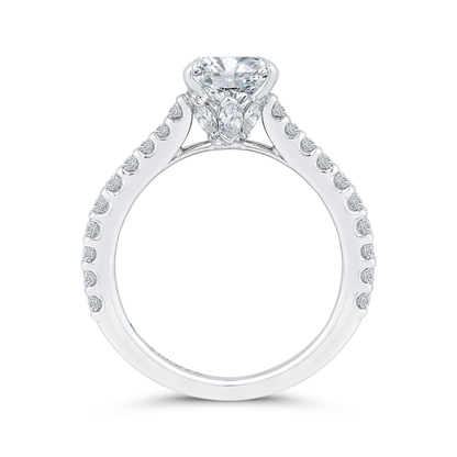 14K White Gold Oval Diamond Engagement Ring (Semi-Mount)