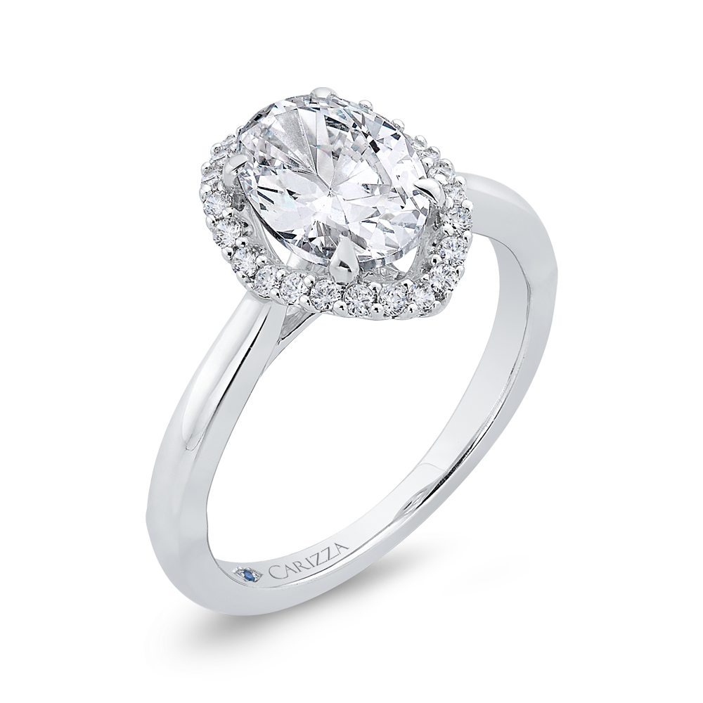 14K White Gold Oval Cut Diamond Engagement Ring (Semi-Mount)