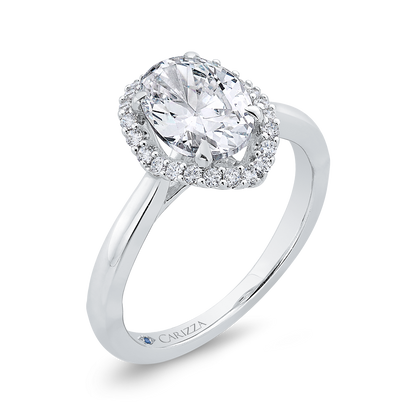14K White Gold Oval Cut Diamond Engagement Ring (Semi-Mount)