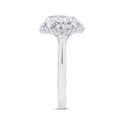 14K White Gold Oval Cut Diamond Engagement Ring (Semi-Mount)