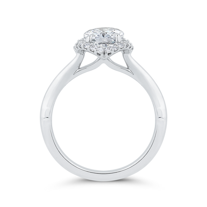 14K White Gold Oval Cut Diamond Engagement Ring (Semi-Mount)