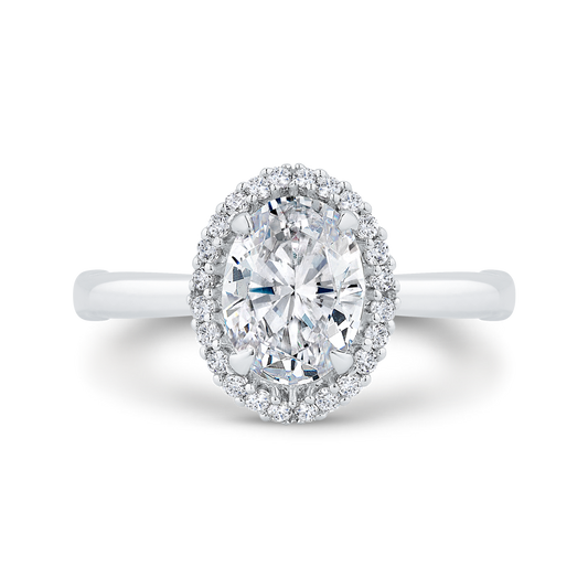 14K White Gold Oval Cut Diamond Engagement Ring (Semi-Mount)